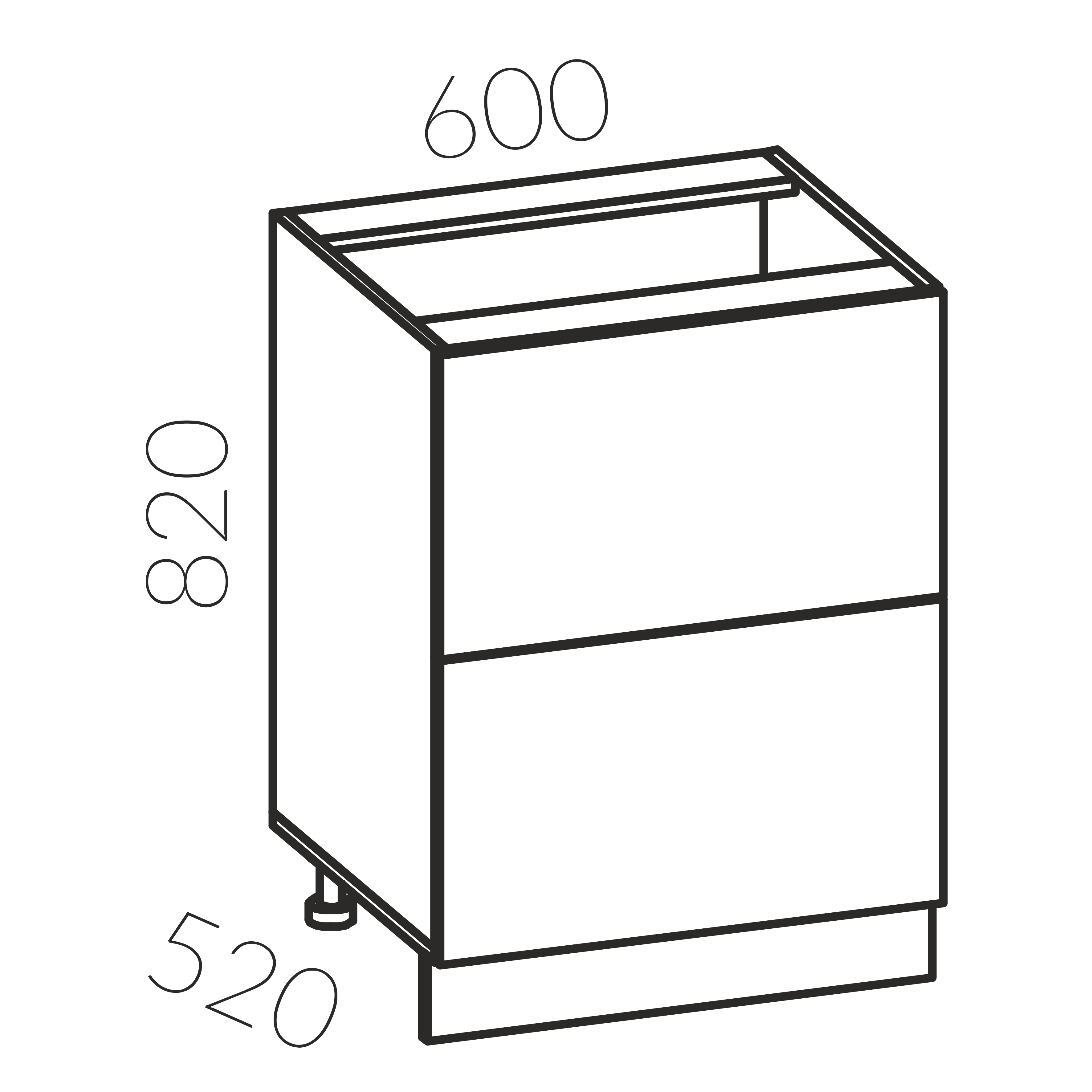 Тумба рабочая 600 с 2 ящ. (Кофе)