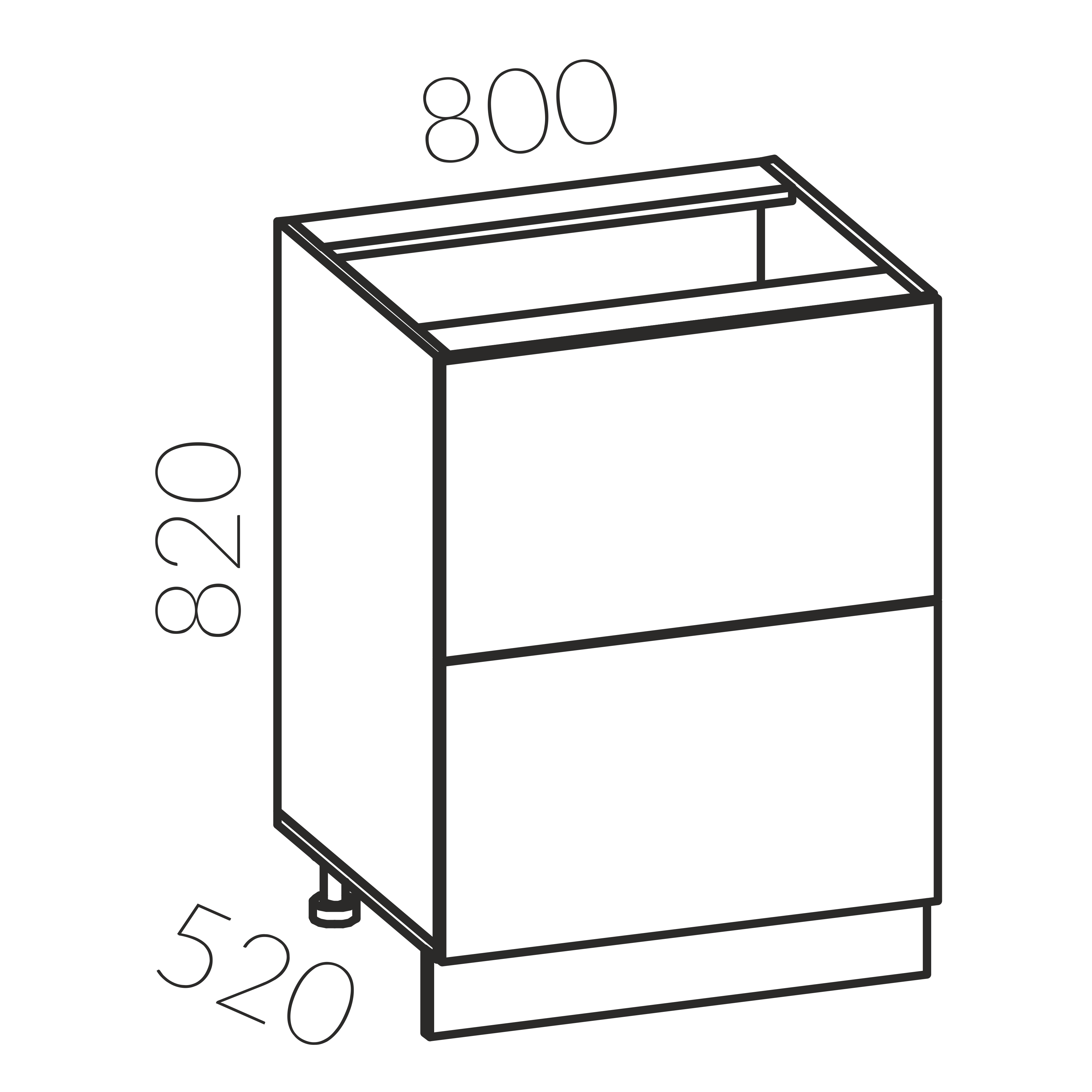 Тумба рабочая 800 с 2 ящ. (Кофе)