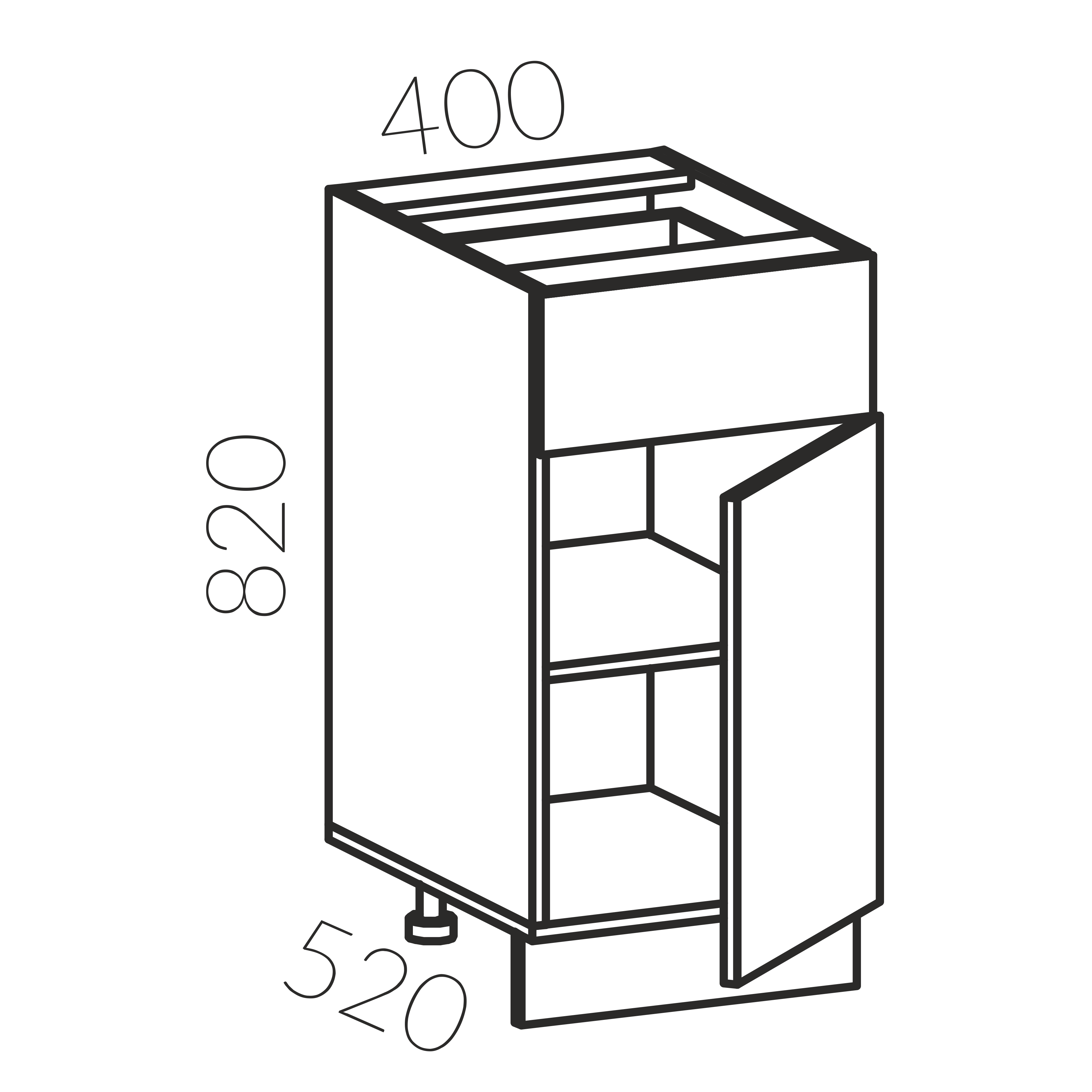 Тумба рабочая 400 с 1 ящ. (Кофе)