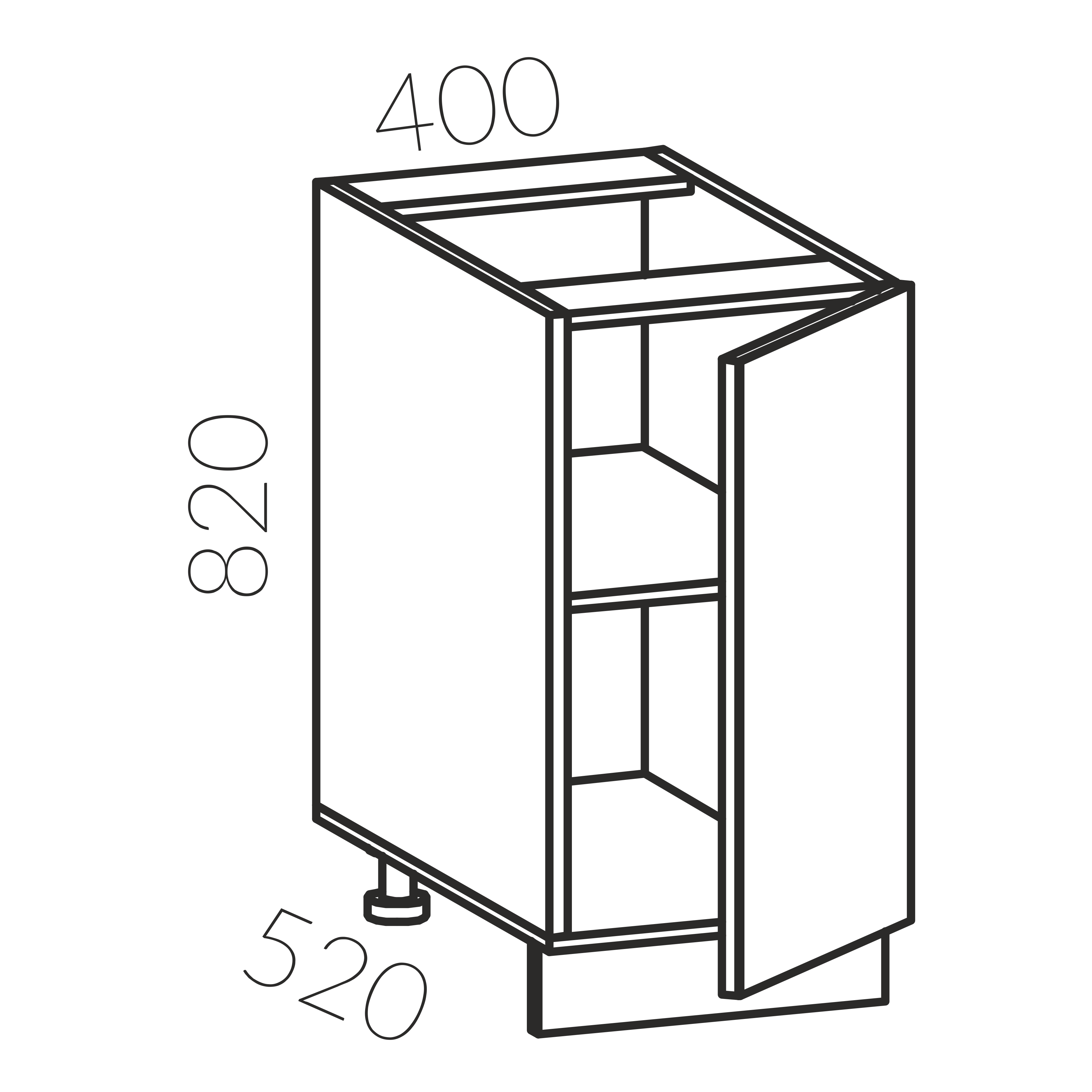 Тумба рабочая 400 (Графит глянец)